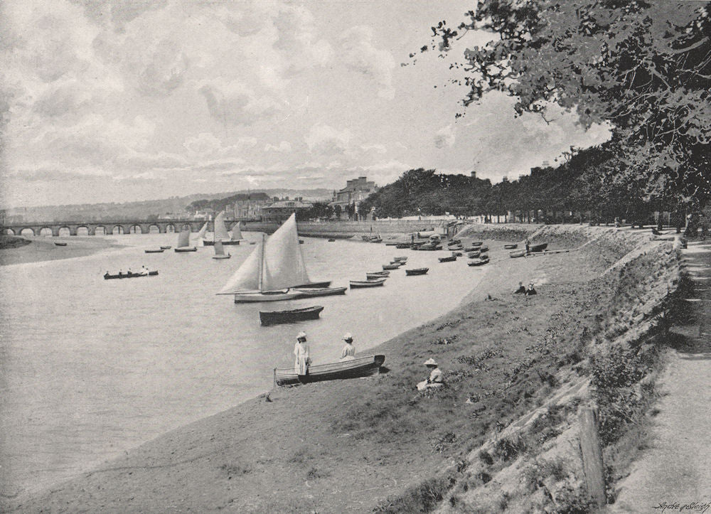 BARNSTAPLE. from South Walk. Devon 1900 old antique vintage print picture